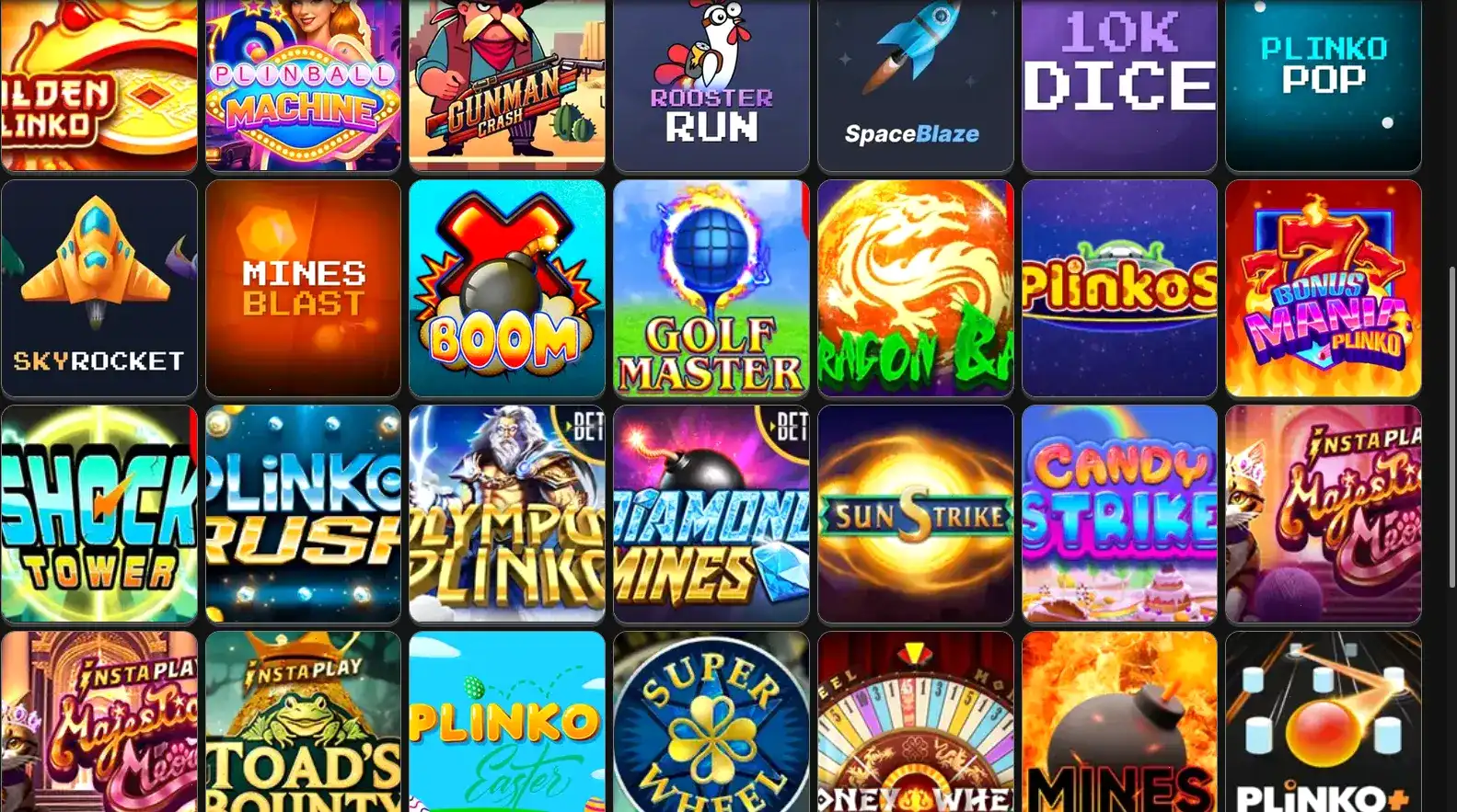 Интерфейс казино Вулкан Платинум с играми